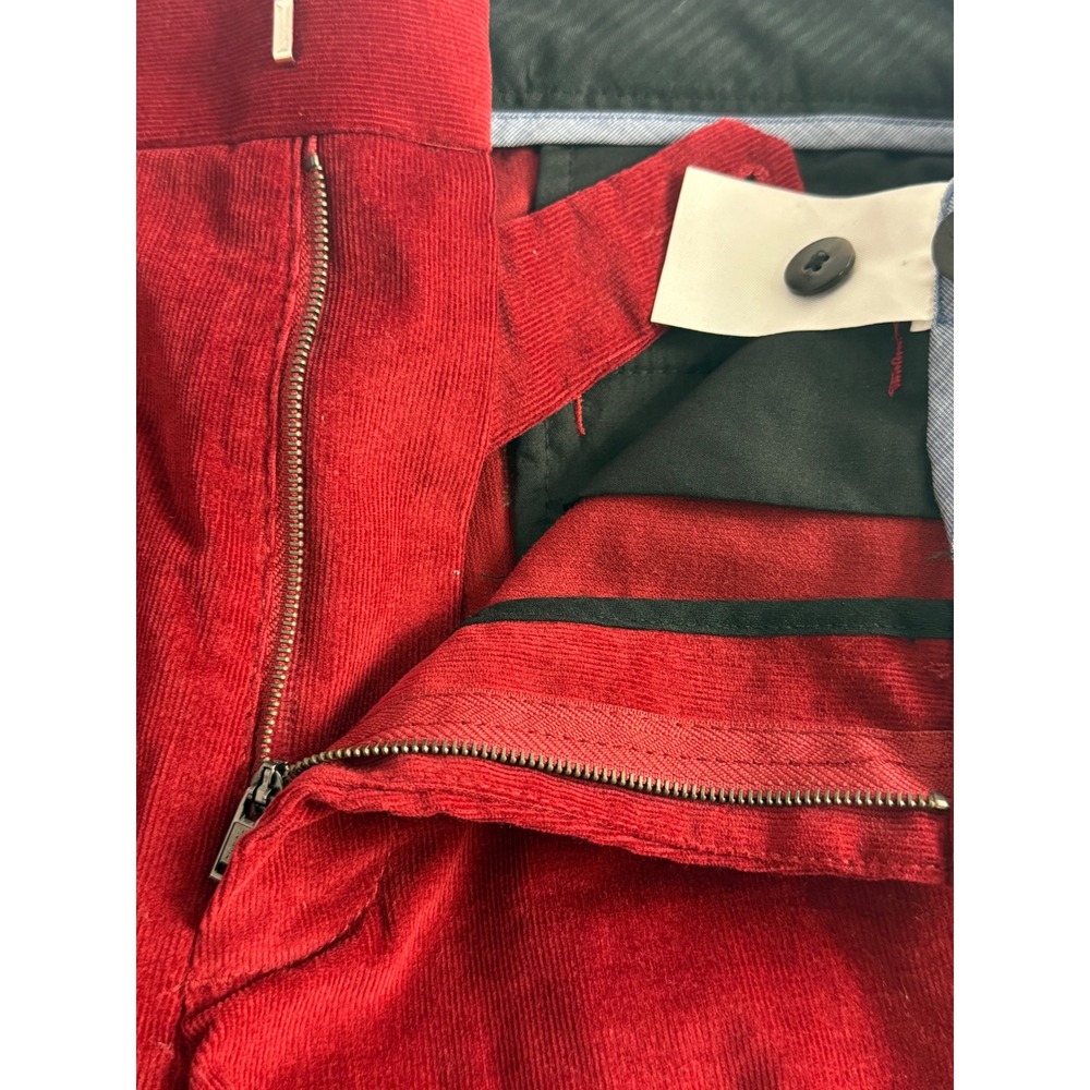 J Crew Ludlow Fine Wale Stretch Corduroy Pants Red Mens W33 L32 Slim Fit Chino - Picture 8 of 9